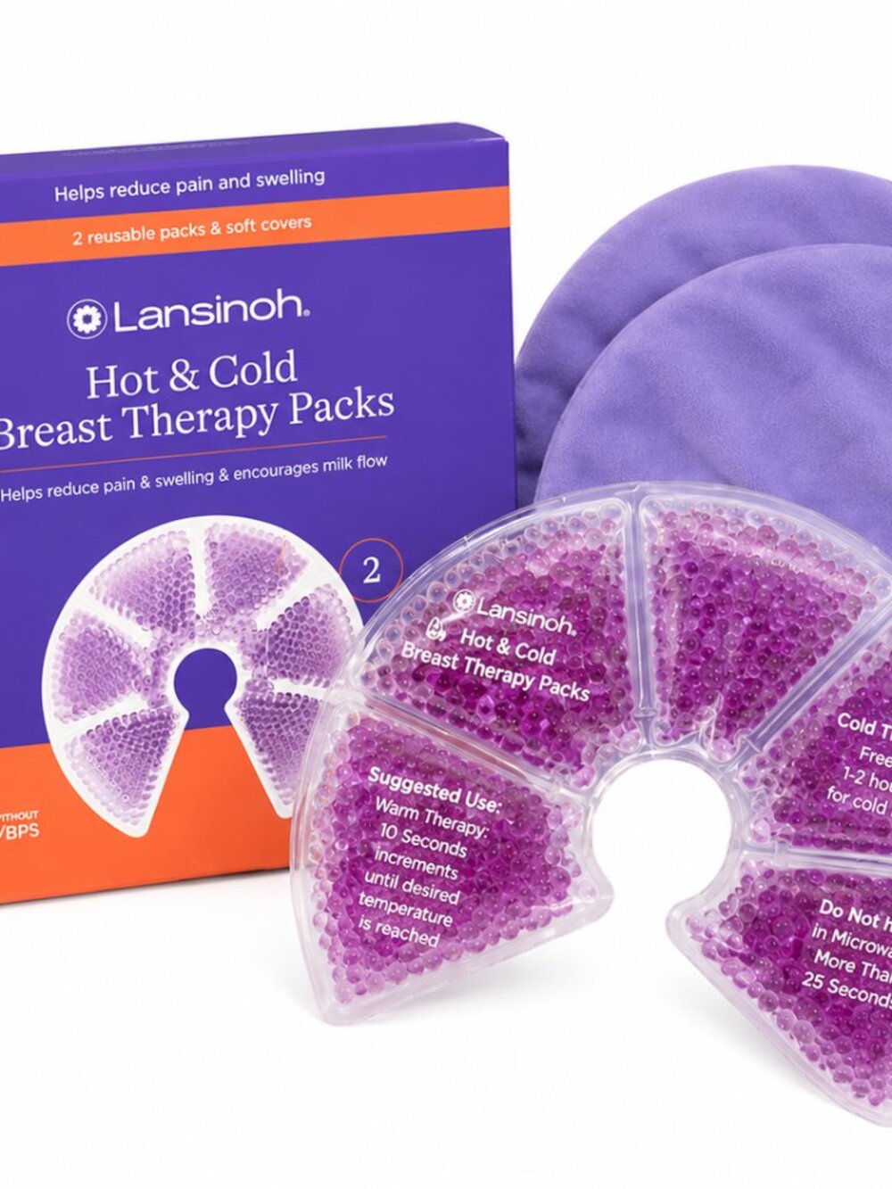Lansinoh Hot & Cold Breast Therapy Packs | Breastfeeding Essentials | Reusable S